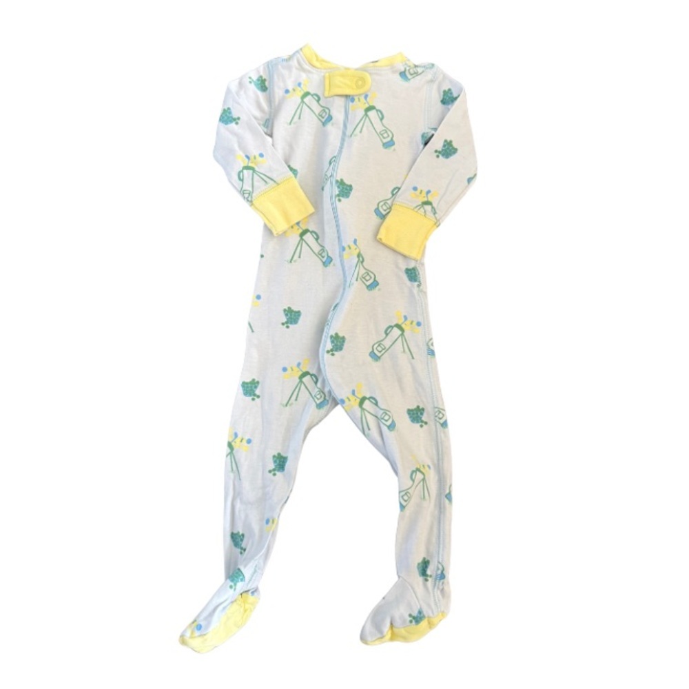 TBBC Night Night Golf Print Yellow and Blue Kids One Piece